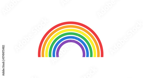 A simple colorful six-band rainbow arc illustration with vibrant stripes.