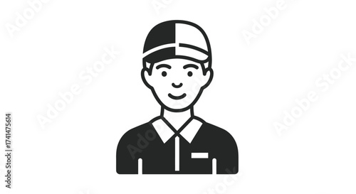 Vector Illustration of Smiling Delivery Person Wearing Uniform.