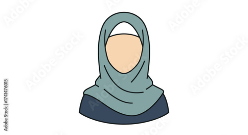 Woman in Hijab: Traditional Muslim Head Covering Illustration.