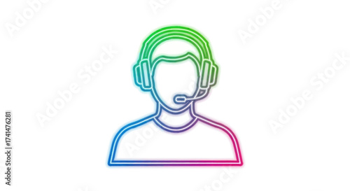 Colorful Gradient Outline Icon of Customer Service Representative.