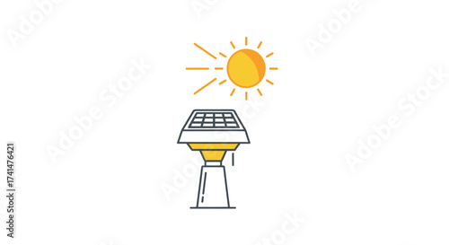 Solar-powered garden light with sun icon.