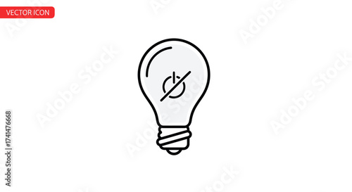 Light Bulb Icon with Power Off Symbol Energy Saving Concept.
