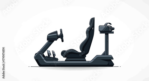 Realistic Racing Simulator Cockpit with Seat Wheel and Pedals.