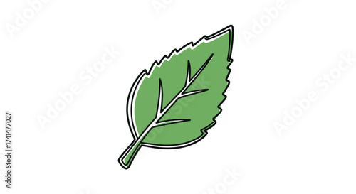 Stylized Green Leaf Icon with Jagged Edges and Prominent Veins.