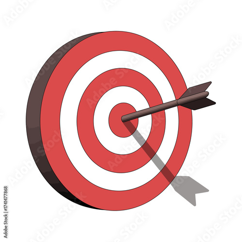 Vector art of red dart hitting target center for success