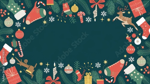 hires for Christmas background and presentation 16 9 size with items and decoration with gifts, accessories and colored balls 