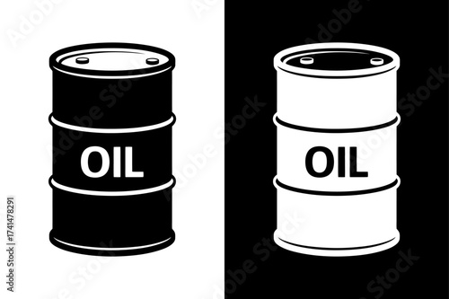 black and white Barrel oil tank icon symbol Silhouette vector style