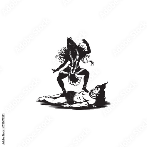 Hindu Kali Goddess Illustration Abstract Face Vector