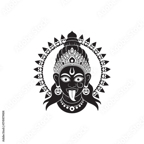 Abstract Kali Maa Face Symbol Tribal Vector Design