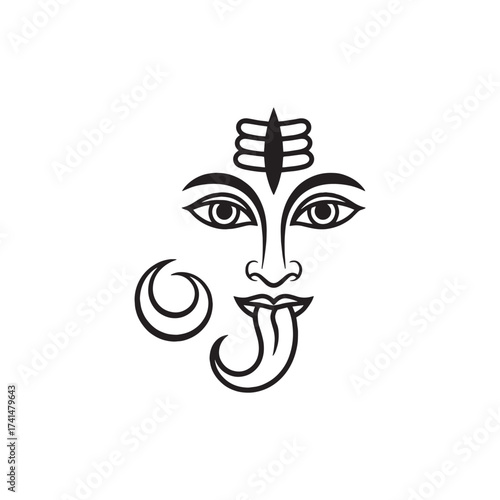 Shiva and Kali Inspired Tribal Face Line Art Design