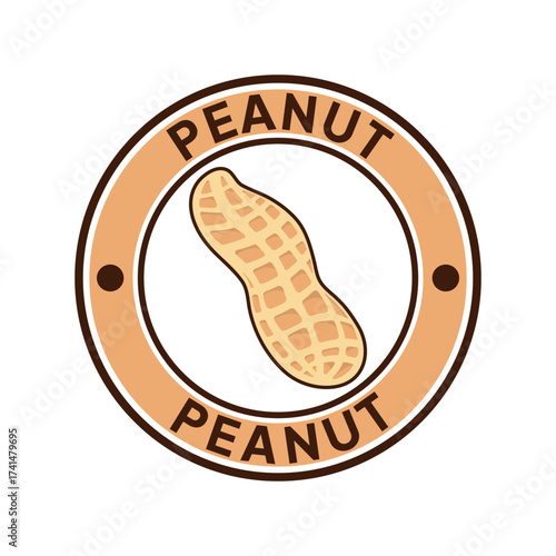 Peanut logo design creative idea, vintage retro label circle. 100% Peanut