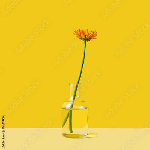 flowers in a yellow glass