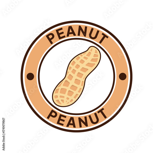 Peanut logo design creative idea, vintage retro label circle. 100% Peanut