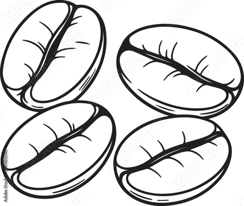 Line art coffee beans