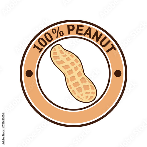 Peanut logo design creative idea, vintage retro label circle. 100% Peanut