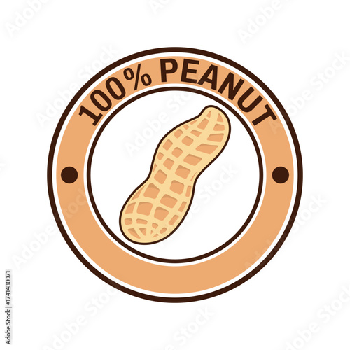 Peanut logo design creative idea, vintage retro label circle. 100% Peanut