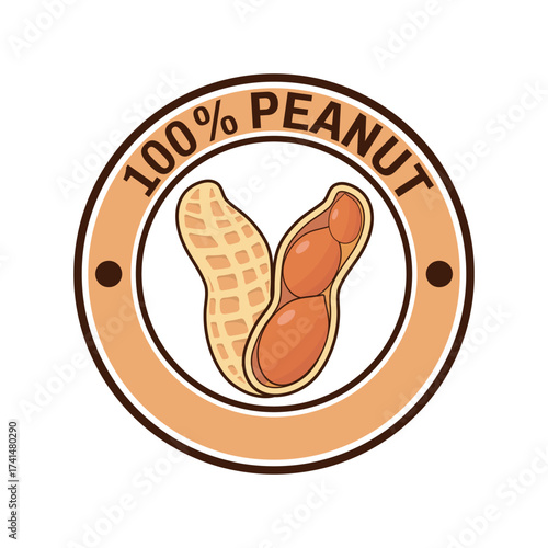 Peanut logo design creative idea, vintage retro label circle. 100% Peanut