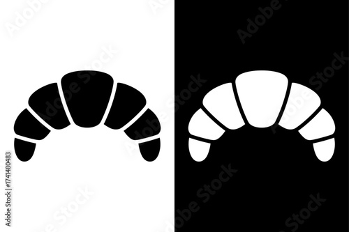 delicious black and white Croissant icon Silhouette vector style