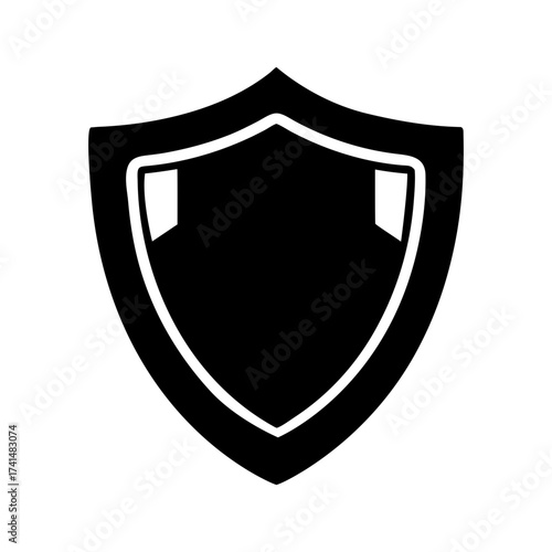 Silhouette winning shield badge icon simple victory emblem vector clean minimal award design with white background
