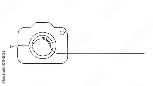 continuous line drawing of retro photo camera, Video. One continuous editable line drawing of a professional camera. Animation on white background. 4K, Camera icon in continuous animation line style. 