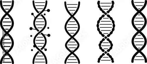 DNA double helix structure, genetic code icon, chromosome strand vector, molecular biology illustration, biotechnology research, genome mapping, medical, science, laboratory, healthcare