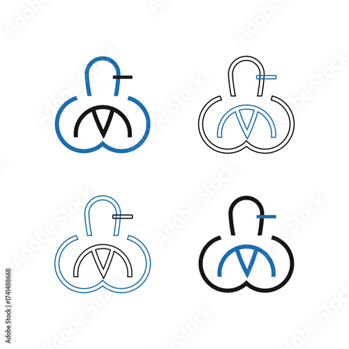 Four stylized outline icons representing a gauge or meter with a needle and dial