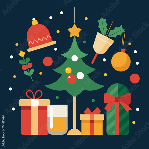 Festive christmas party invitation flyer template with elegant design elements and space for event details