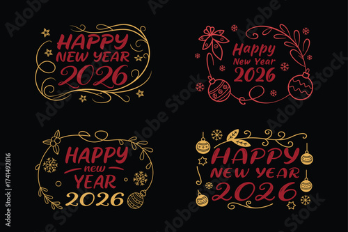 Happy New Year 2026 Typography Design for Festive Greetings