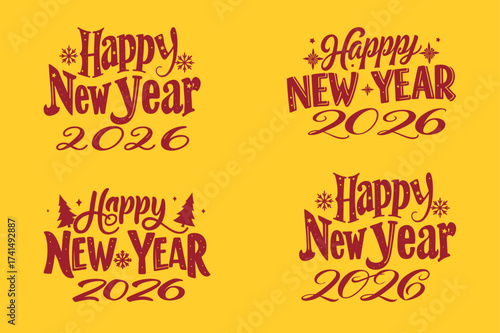 Happy New Year 2026 Typography Design for Festive Greetings