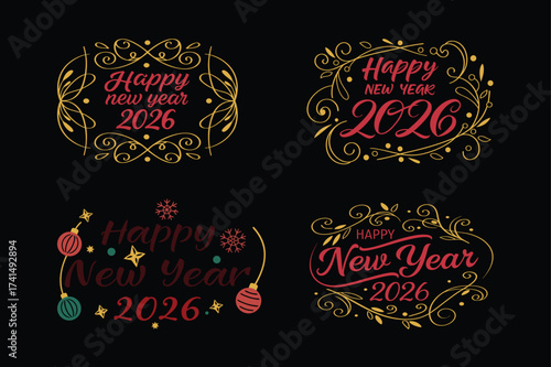 Happy New Year 2026 Typography Design for Festive Greetings