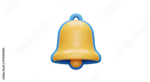 3D rendering of a notification bell icon simple and modern design isolated on white background for app and web design