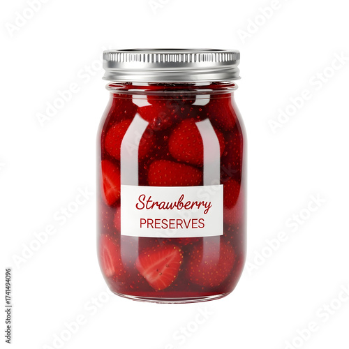 A jar of homemade strawberry preserves isolated on transparent background a sweet and tangy treat for any occasion