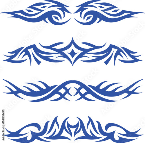 set of  Tribal tattoo border element