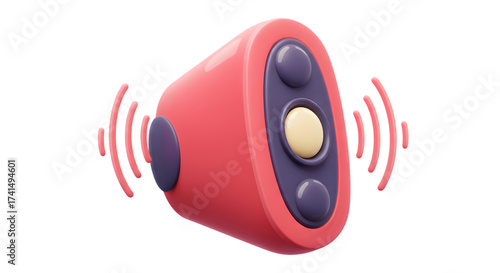 Red 3D megaphone with sound waves a vector illustration for announcements marketing and social media promotions