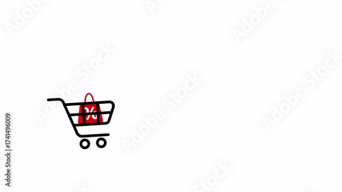 shopping bag and trolly animation online sale discount web design video footage