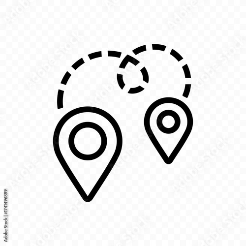 Airplane Mark VectRoute from starting point to ending point vector designor Design