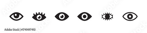Open and close eyes images, view and eye vector linear icon set, eye symbol, vision symbol, retina scan eye icons,  vector illustration EPS 10.