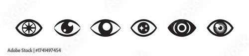 Open and close eyes images, view and eye vector linear icon set, eye symbol, vision symbol, retina scan eye icons,  vector illustration EPS 10.