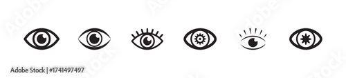 Eye icon set, silhouette black. look, view, high resolution eye icon set vector illustration EPS 10.
