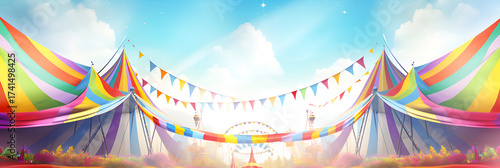 abstract christmas background, A vibrant circus background with colorful tents lively patterns and textured banners the festive
