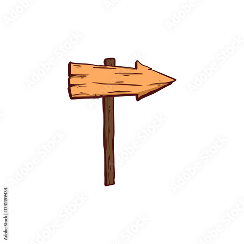 wooden direction sign isolated