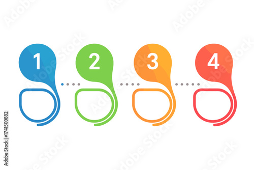 Infographic template with 4 steps. Abstract vector for business process, workflow layout, diagram, timeline, presentation banner. Modern numbered options for web design.