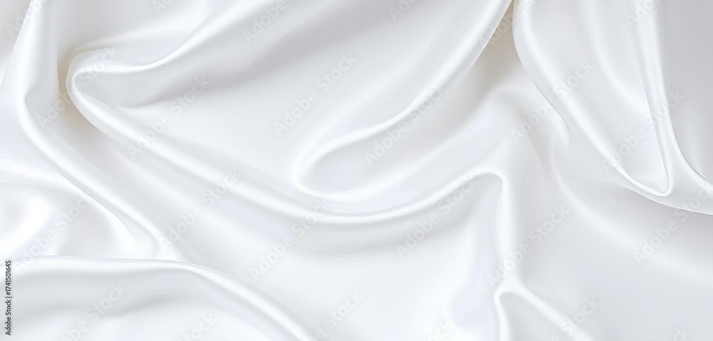 Naklejka premium Smooth, pristine white satin fabric backdrop, luxurious texture, event, texture