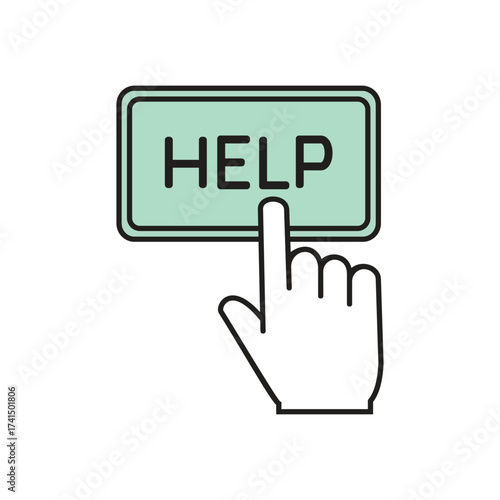 Finger Clicking on a Help Button Icon support assistance