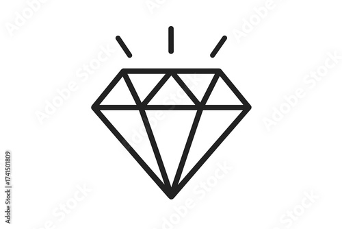 Diamond line icon vector. Brilliant gem symbol for jewelry logo. Concept of luxury, wealth, quality. Precious crystal for premium brand identity. Exclusive success sign design.