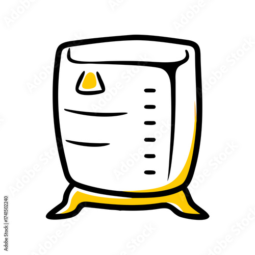 Cartoon-style intermediate bulk container in white and yellow colors  