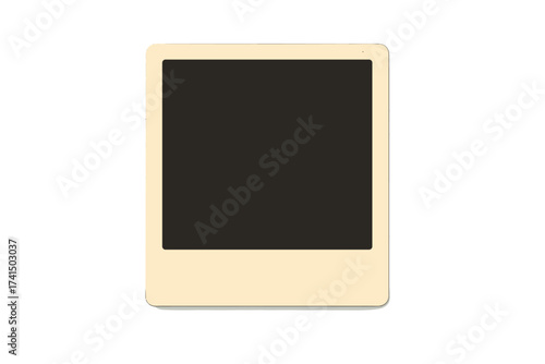 Retro photo frame with shadow, vector illustration. Vintage instant camera snapshot mockup. Blank empty template for nostalgia, memory, and design on a white isolated background.