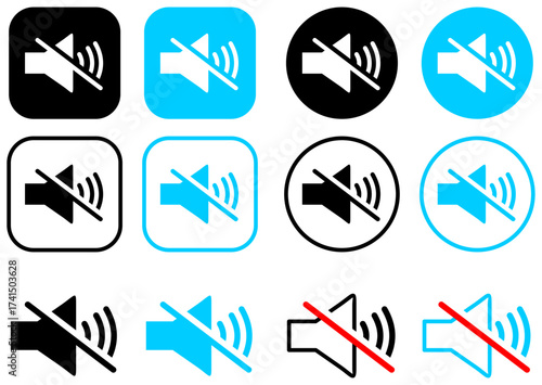 Silent speaker icon. Unmute volume sound. Audio speaker.