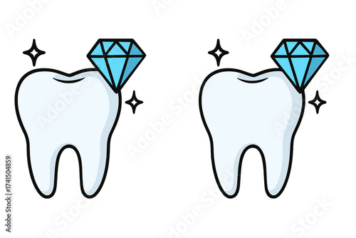 Healthy tooth like a diamond concept. Strong clean white teeth icon. Dental care symbol. Oral hygiene, stomatology, dentistry logo. Metaphor for quality dental service. Vector.