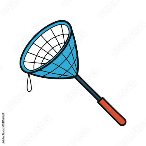 Simple Blue Landing Net or Catching Net Vector Illustration